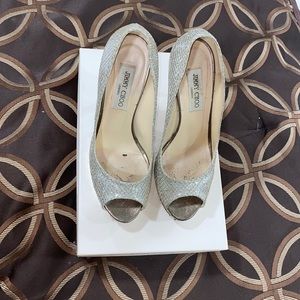 JIMMY CHOO GLITTER FABRIC HEELS